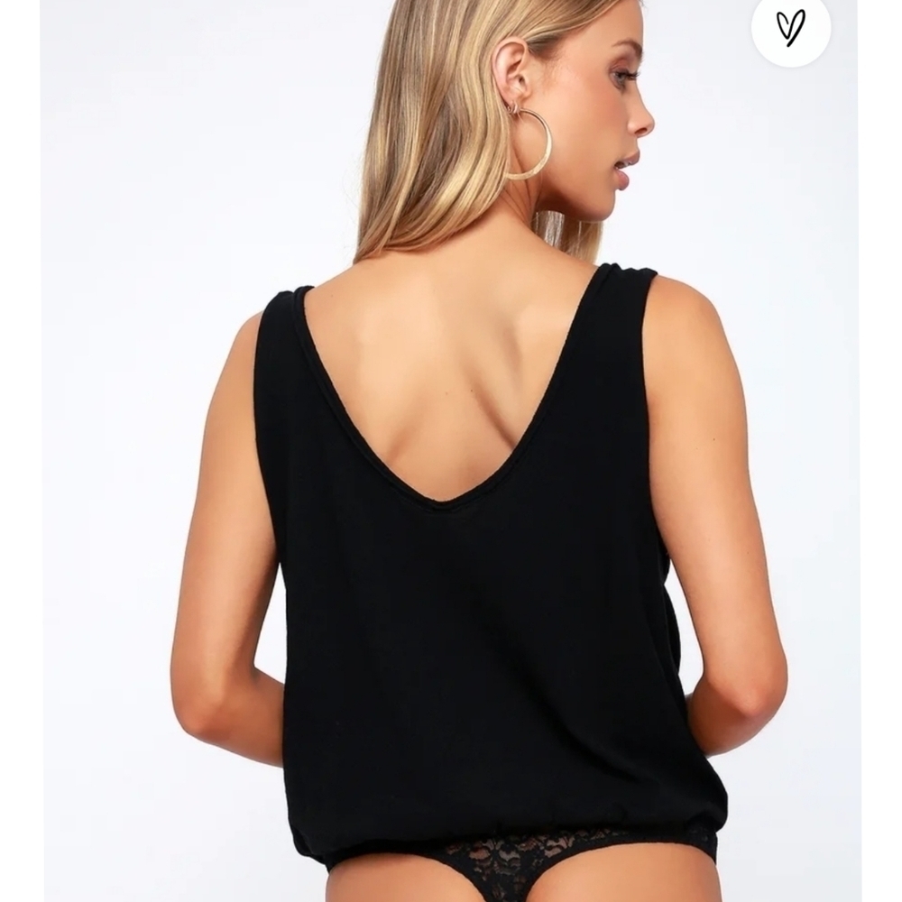 Free People Black Sydney Bodysuit Tank Lace Large - Picture 3 of 15
